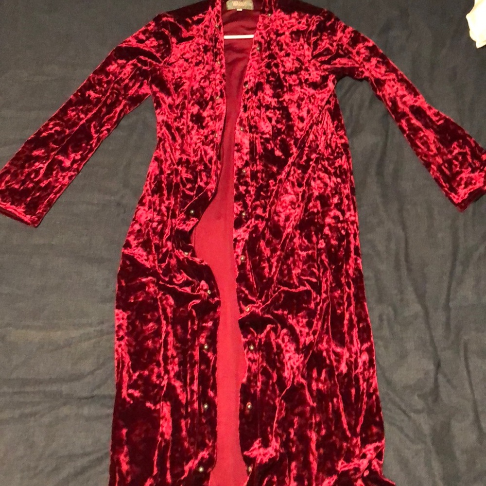 Maroon Velvet Duster